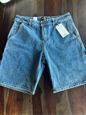 WESC Men's Light Blue Denim Jean Shorts